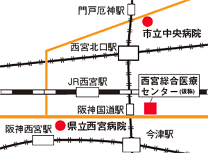 西宮総合医療センター(仮称)完成予想図（国道2号からのイメージ）