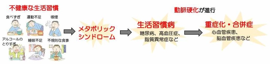 不健康な生活習慣による疾患の進行