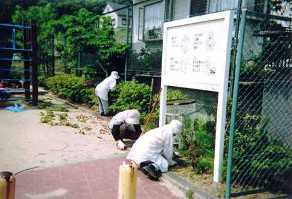 住民による公園清掃1